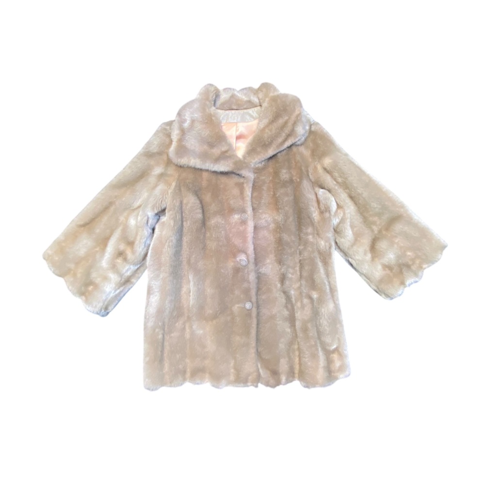 VTG 50/60 BLONDE SEARS SCALLOPED TRIM LINED FAUX FUR M/L